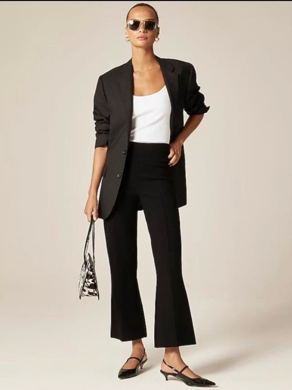 J.Crew Delaney kickout sweater pant black XS high waist flare Style #BQ100